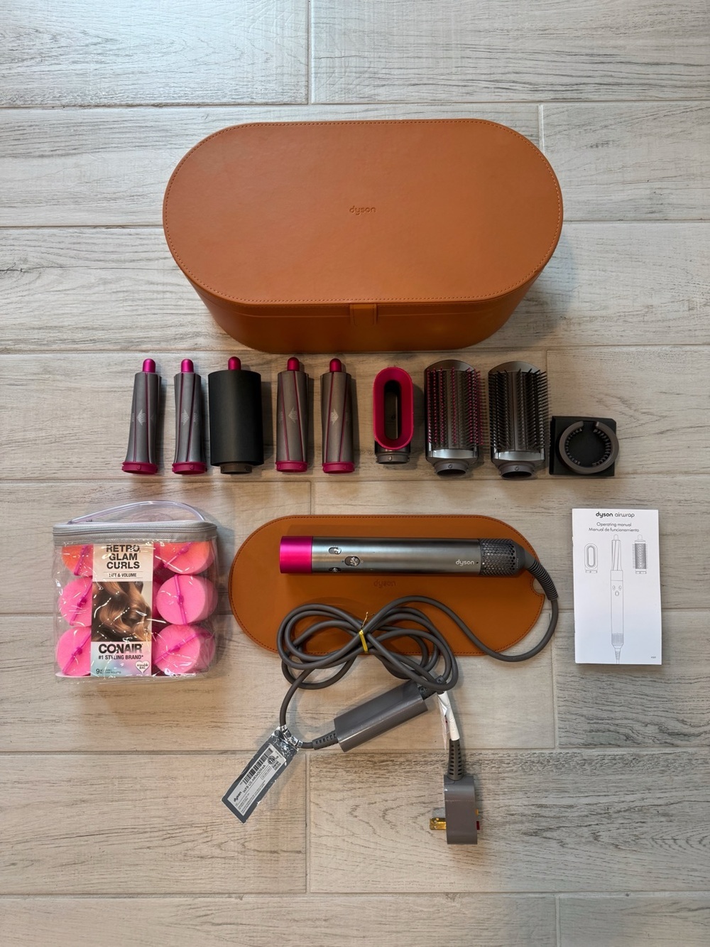 Authentic Dyson Airwrap Hair Styler Fuchsia/Nickel Complete Set